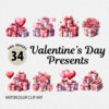 Watercolor Valentine’s Day Presents PNG Clipart Bundle