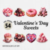 Watercolor Valentine’s Day Sweets PNG Clipart Bundle