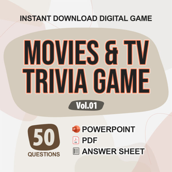 Movies and TV Shows Trivia Digital Game (#1) | Instant Download | PowerPoint & PDF