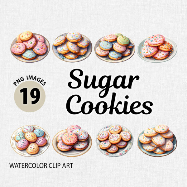 Watercolor Sugar Cookies PNG Bundle