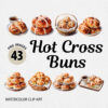 Watercolor Hot Cross Buns PNG Bundle
