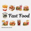 Watercolor Fast Food PNG Clipart Bundle
