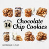 Watercolor Chocolate Chip Cookies PNG bundle
