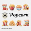 Watercolor Popcorn PNG Clipart Bundle