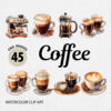 Watercolor Coffee PNG Bundle