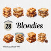 Watercolor Blondies PNG Clipart Bundle