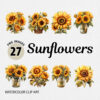 Watercolor Sunflower PNG Clipart Bundle