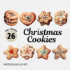 Watercolor Christmas cookies PNG Clipart bundle