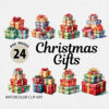Watercolor Christmas Gifts PNG Clipart Bundle