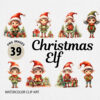Watercolor Christmas Elf PNG Clipart Bundle