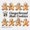 Christmas Gingerbread Man cookie Clipart PNG bundle