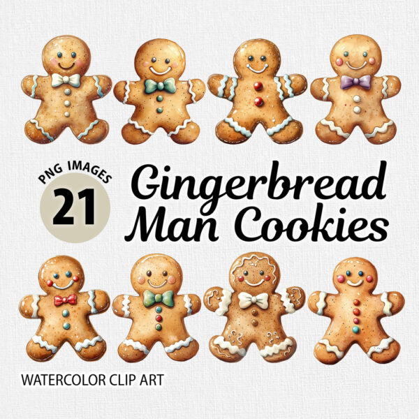 Christmas Gingerbread Man cookie Clipart PNG bundle