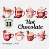 Watercolor Christmas Hot Chocolate PNG clipart Bundle