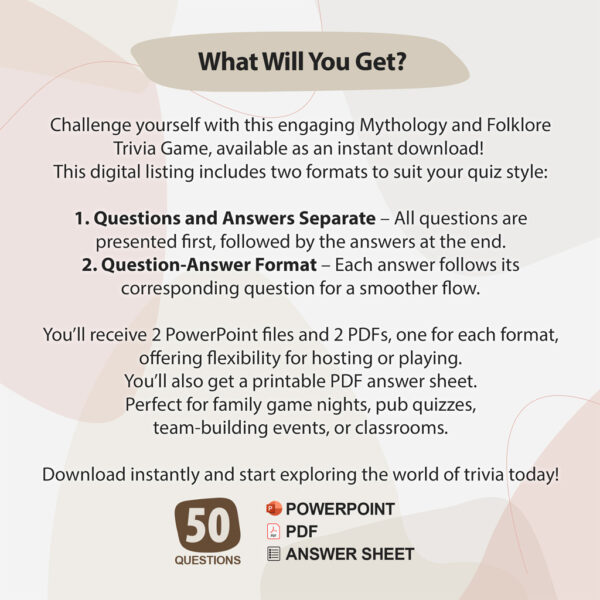 Mythology and Folklore Trivia Digital Game (#1) | Instant Download | PowerPoint & PDF - Image 2