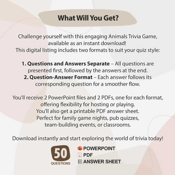 Animals Trivia Digital Game (#1) | Instant Download | PowerPoint & PDF - Image 2