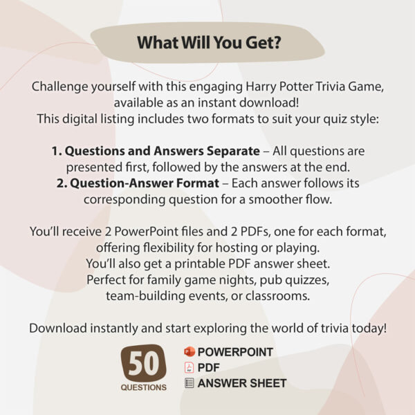 Harry Potter Trivia Digital Game (#5) | Instant Download | PowerPoint & PDF - Image 2