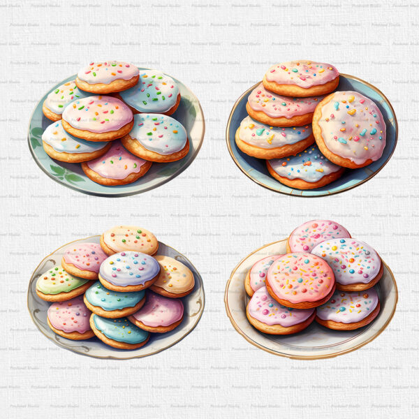 Watercolor Sugar Cookies PNG Bundle - Image 3