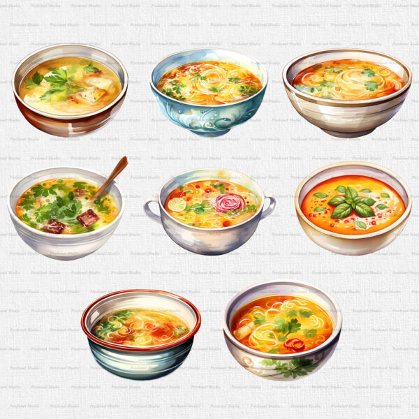 Watercolor Soup PNG Clipart Bundle - Image 2