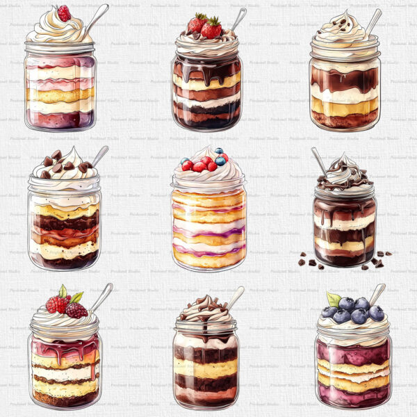 Watercolor Cake Jar PNG Bundle - Image 3