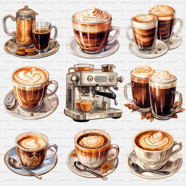 Watercolor Coffee PNG Bundle - Image 2
