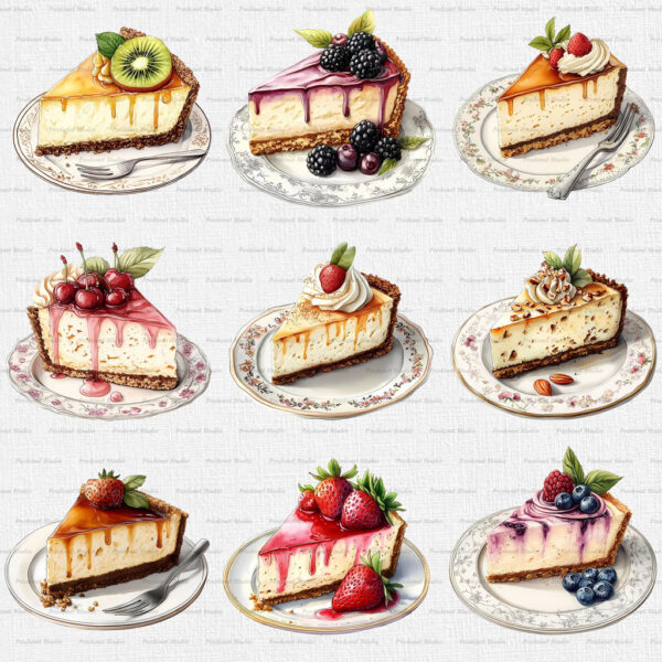 Watercolor Cheesecake PNG Clipart Bundle #2 - Image 3