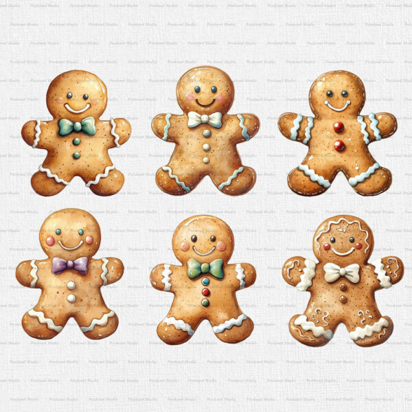 Christmas Gingerbread Man cookie Clipart PNG bundle - Image 2