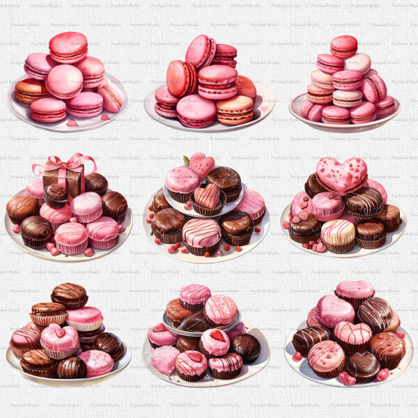 Watercolor Valentine’s Day Sweets PNG Clipart Bundle - Image 3