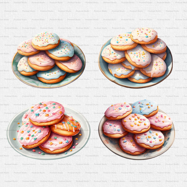 Watercolor Sugar Cookies PNG Bundle - Image 4