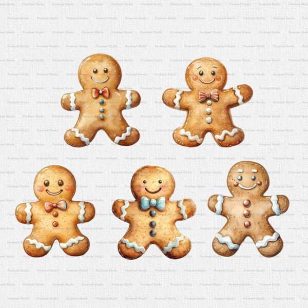 Christmas Gingerbread Man cookie Clipart PNG bundle - Image 3