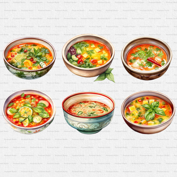 Watercolor Soup PNG Clipart Bundle - Image 4
