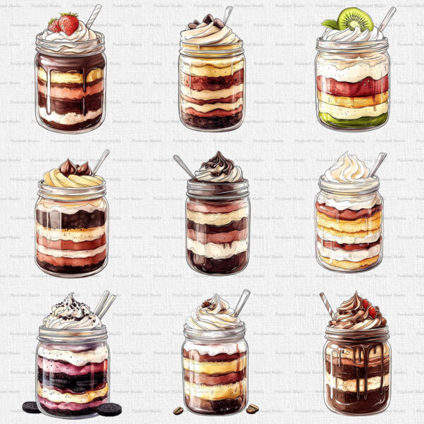 Watercolor Cake Jar PNG Bundle - Image 5