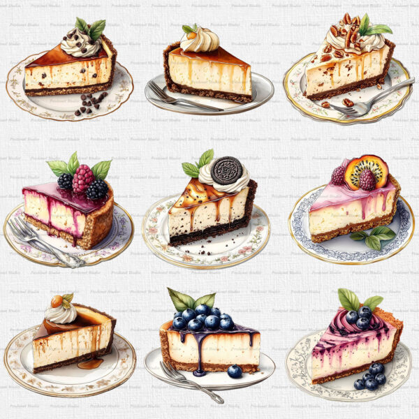 Watercolor Cheesecake PNG Clipart Bundle #2 - Image 5