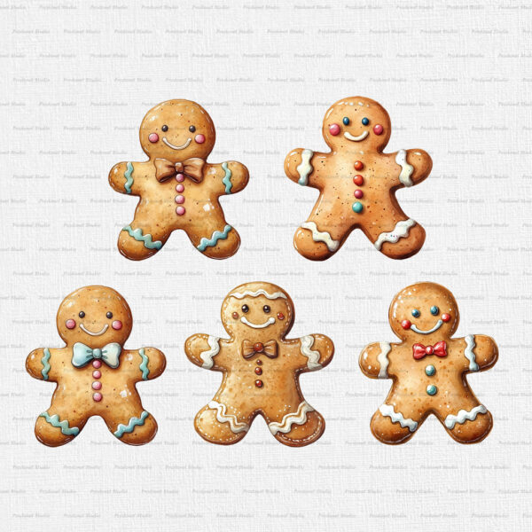 Christmas Gingerbread Man cookie Clipart PNG bundle - Image 4