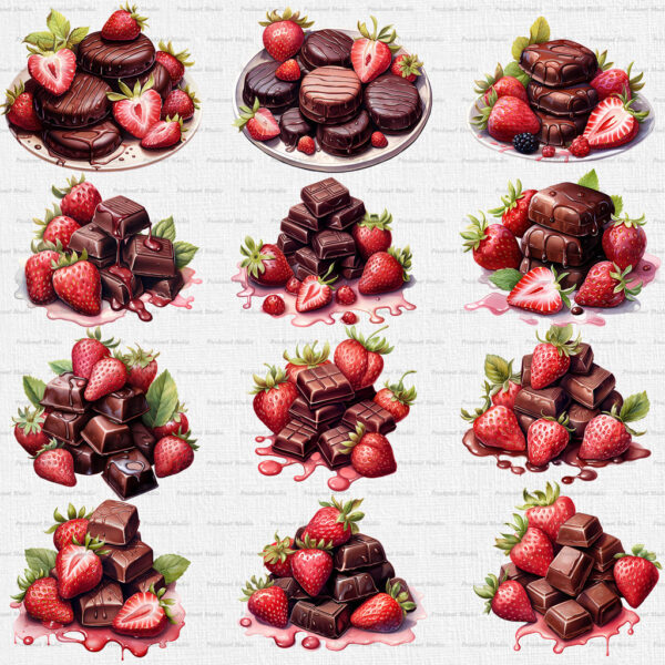 Watercolor Valentine’s Day Sweets PNG Clipart Bundle - Image 5