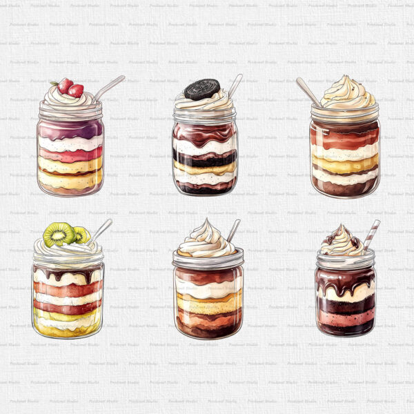 Watercolor Cake Jar PNG Bundle - Image 2