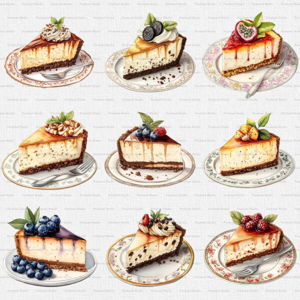 Watercolor Cheesecake PNG Clipart Bundle #2 - Image 6