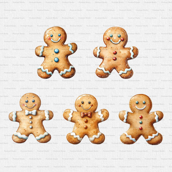 Christmas Gingerbread Man cookie Clipart PNG bundle - Image 5