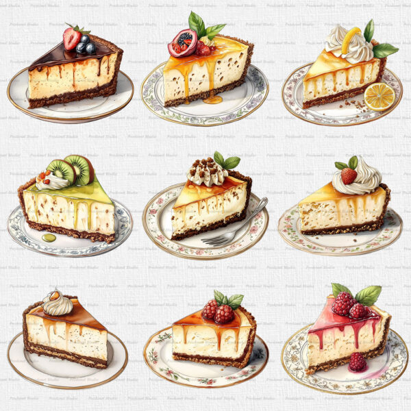 Watercolor Cheesecake PNG Clipart Bundle #2 - Image 2