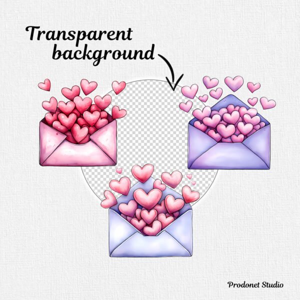 Watercolor Valentine’s Day Love Letter PNG Clipart Bundle - Image 6