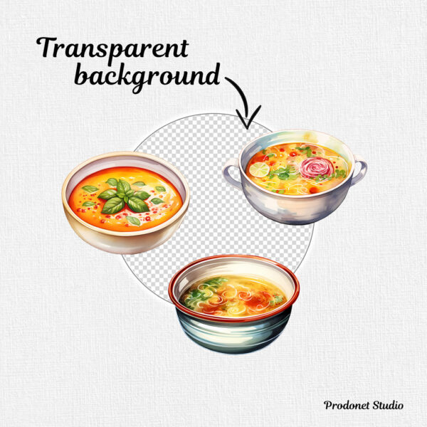 Watercolor Soup PNG Clipart Bundle - Image 5