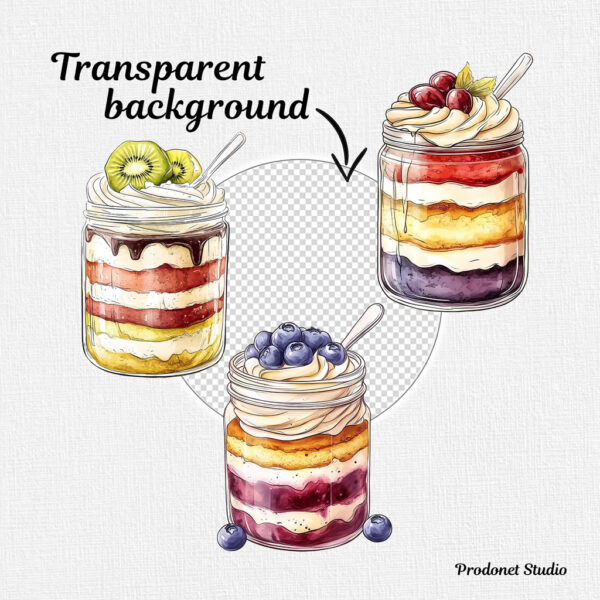 Watercolor Cake Jar PNG Bundle - Image 6
