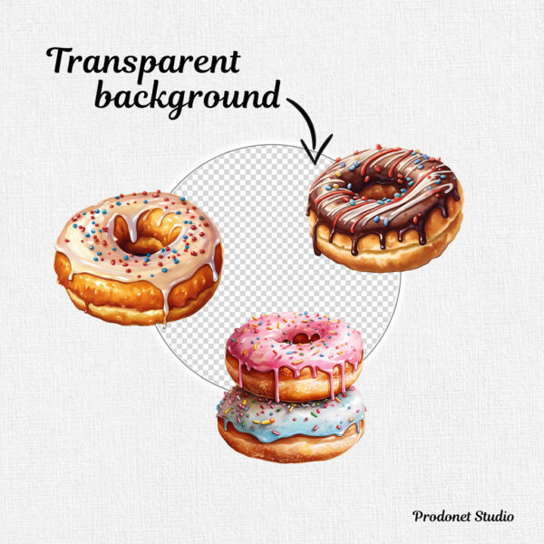 Watercolor Donut Clipart PNG bundle - Image 7