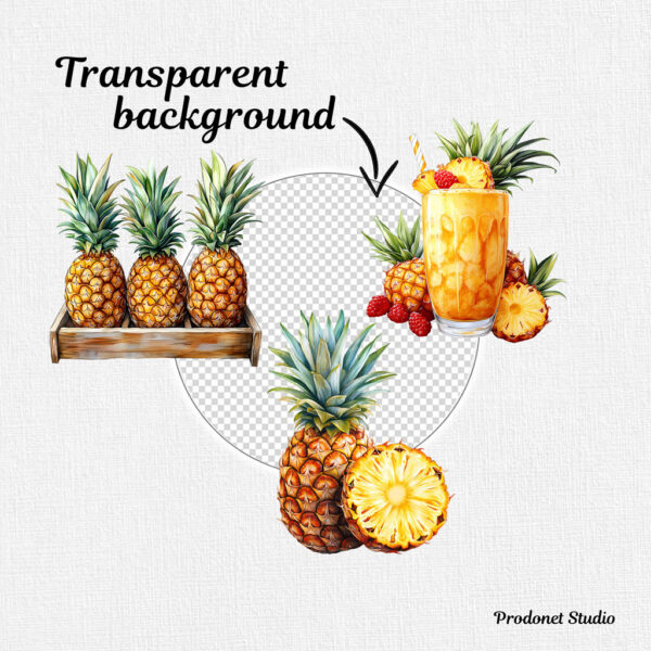 Watercolor Pineapple PNG Bundle - Image 6