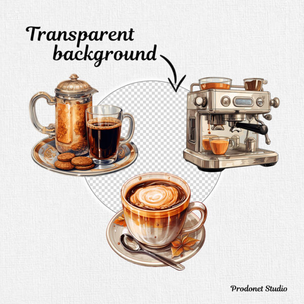 Watercolor Coffee PNG Bundle - Image 7