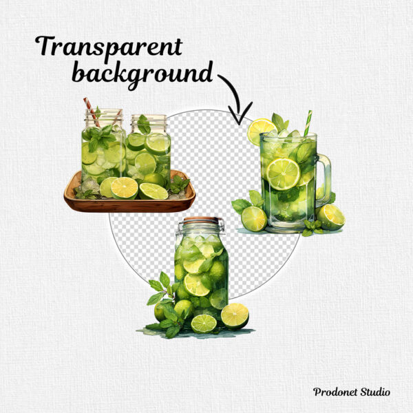 Watercolor Mojito PNG Clipart Bundle - Image 6