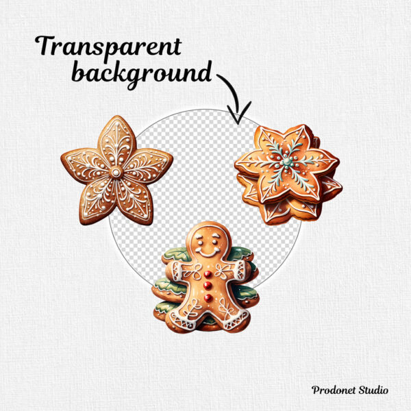 Watercolor Christmas cookies PNG Clipart bundle - Image 5