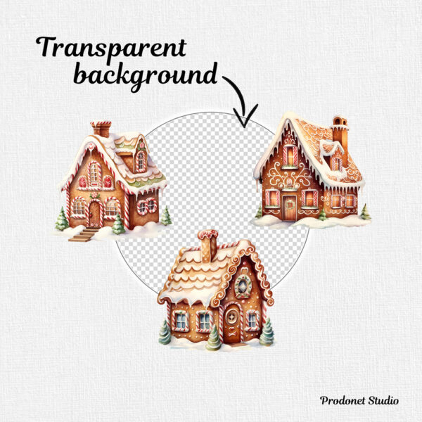 Watercolor Gingerbread House PNG Clipart Bundle - Image 7