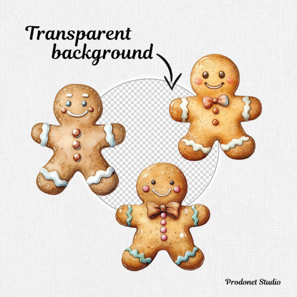 Christmas Gingerbread Man cookie Clipart PNG bundle - Image 6