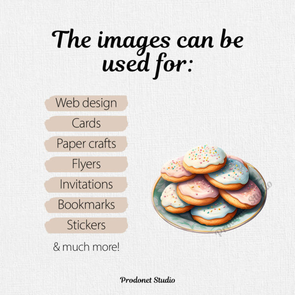Watercolor Sugar Cookies PNG Bundle - Image 9