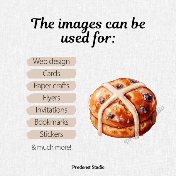 Watercolor Hot Cross Buns PNG Bundle - Image 8